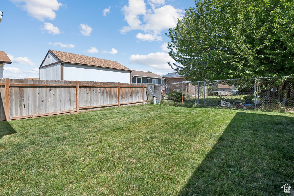 View of fenced backyard