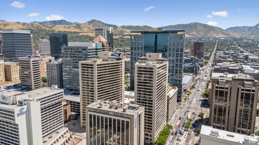 View of city with mountains