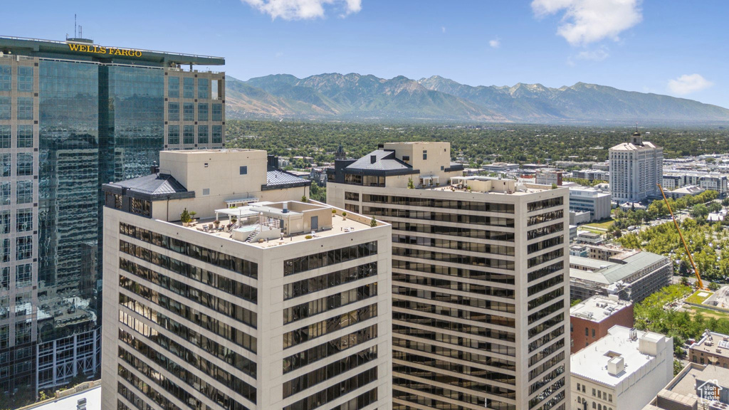 City view with a mountainous background