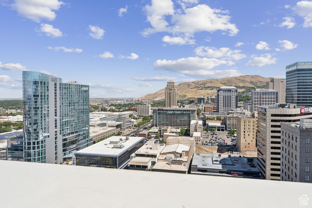 View of city with mountains