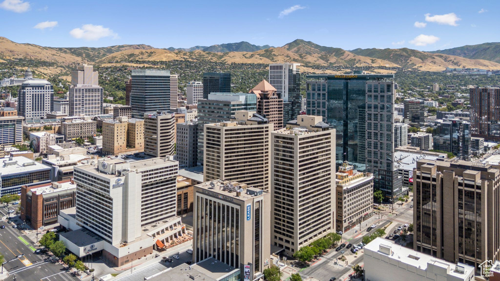 View of city with mountains