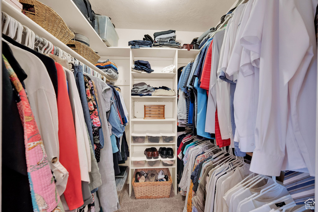 Walk in closet featuring carpet