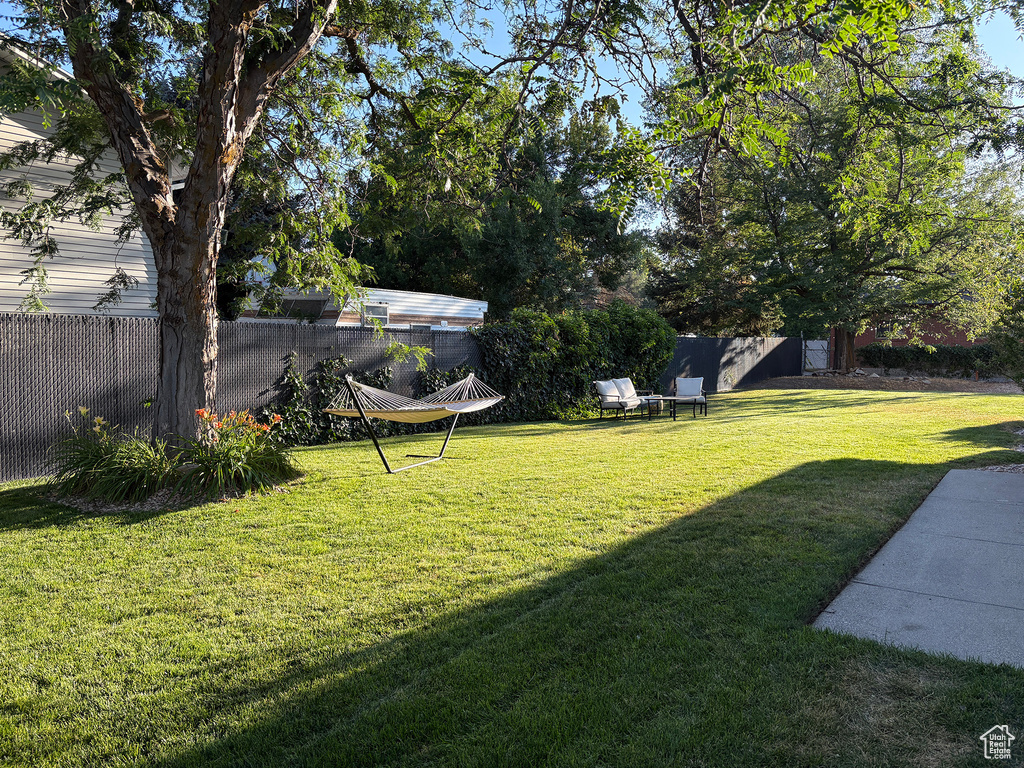 View of fenced backyard