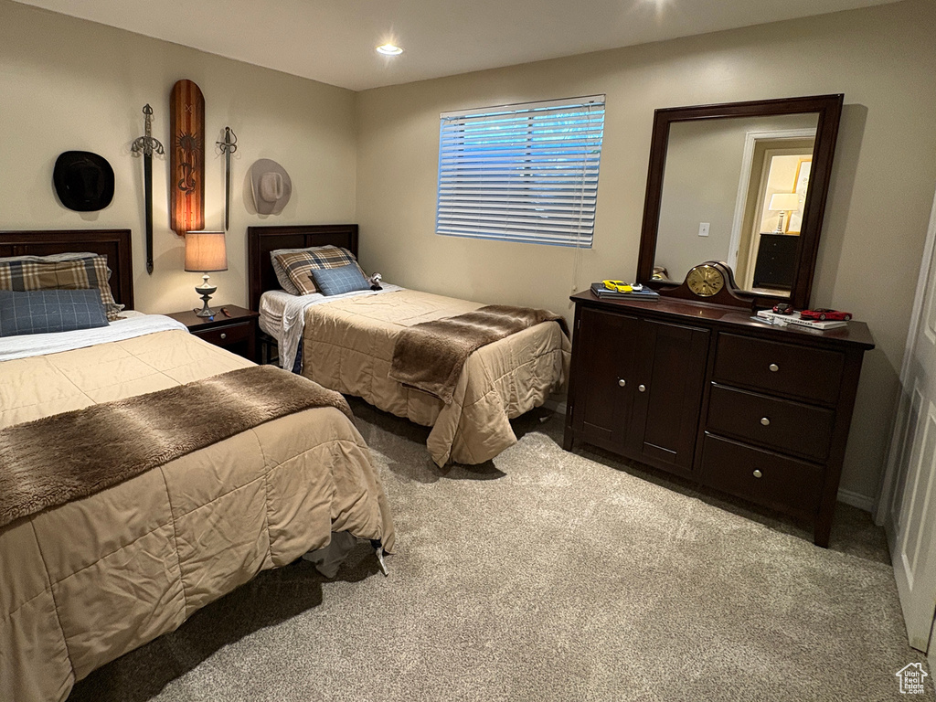 Bedroom featuring carpet floors and recessed lighting