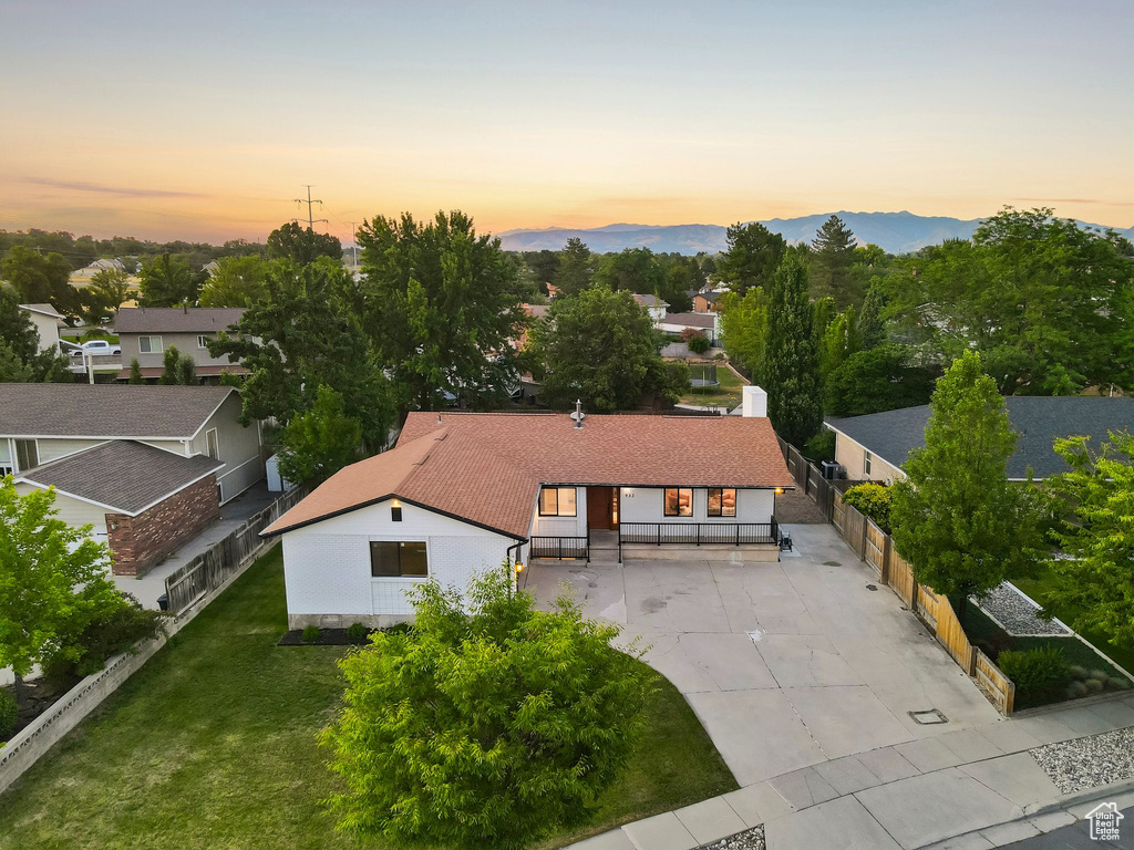 Aerial view at dusk