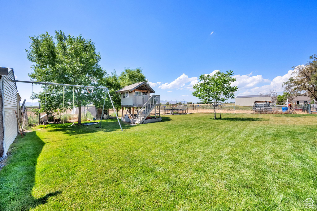 View of fenced backyard