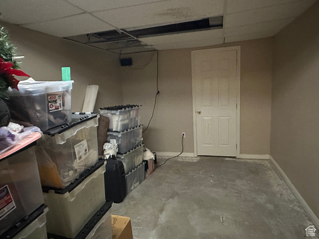 Basement featuring baseboards