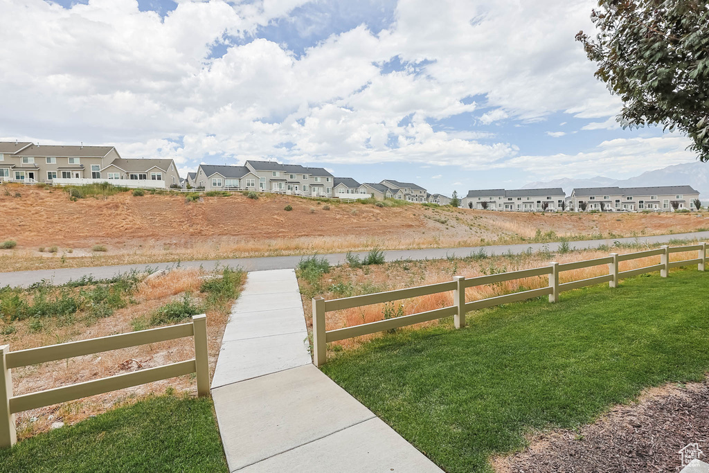 View of yard featuring a residential view