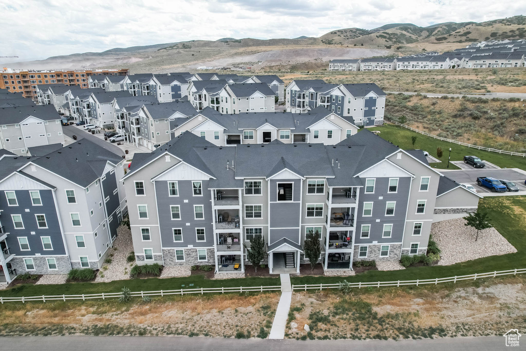 Drone / aerial view of a mountain backdrop