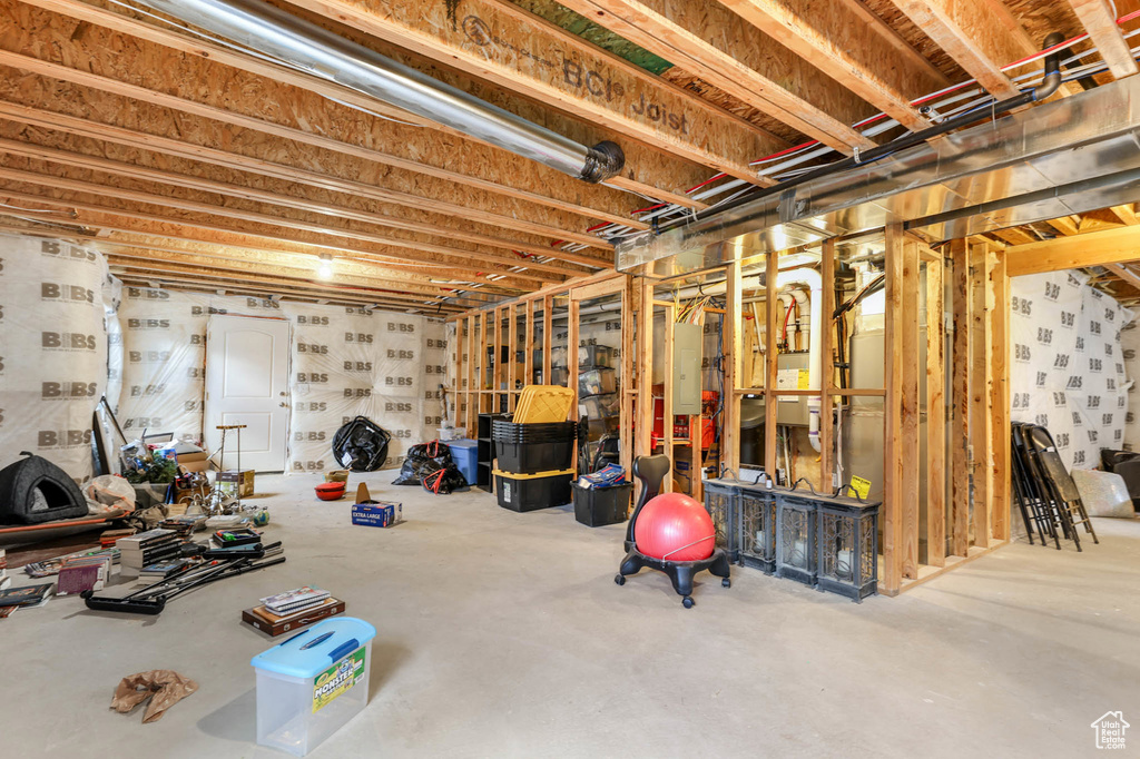 View of unfinished basement