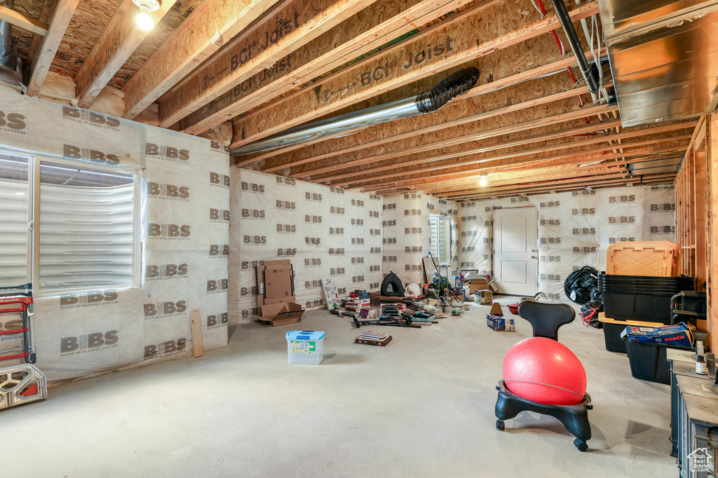 View of unfinished basement