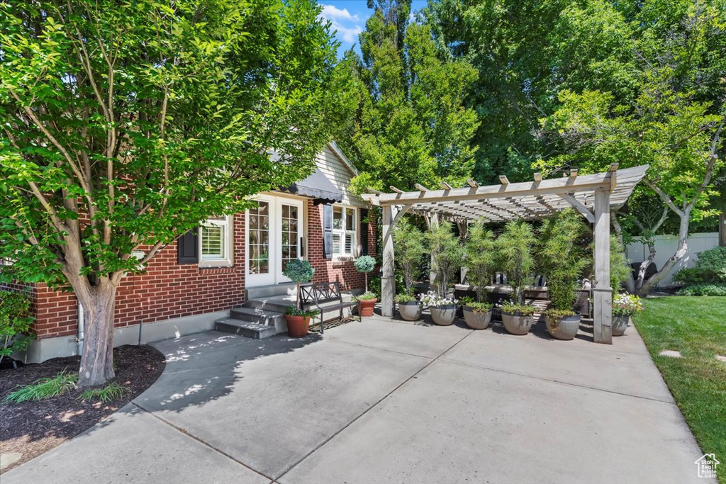 View of patio / terrace with a pergola