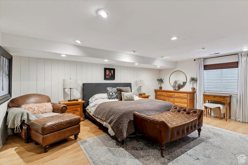 Bedroom with light wood finished floors
