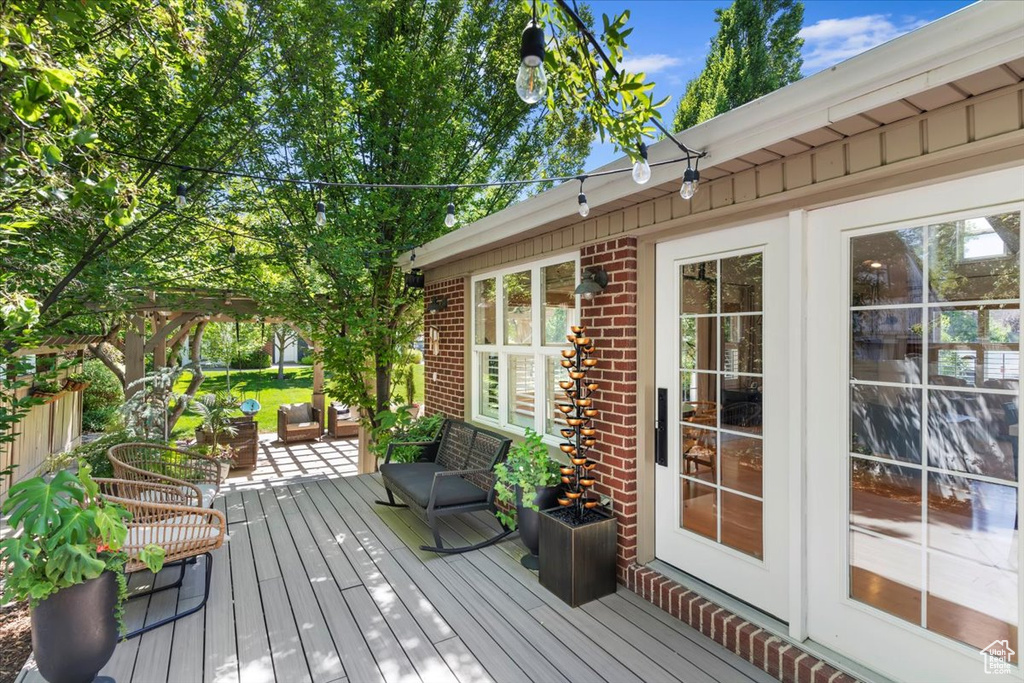 Wooden deck with french doors