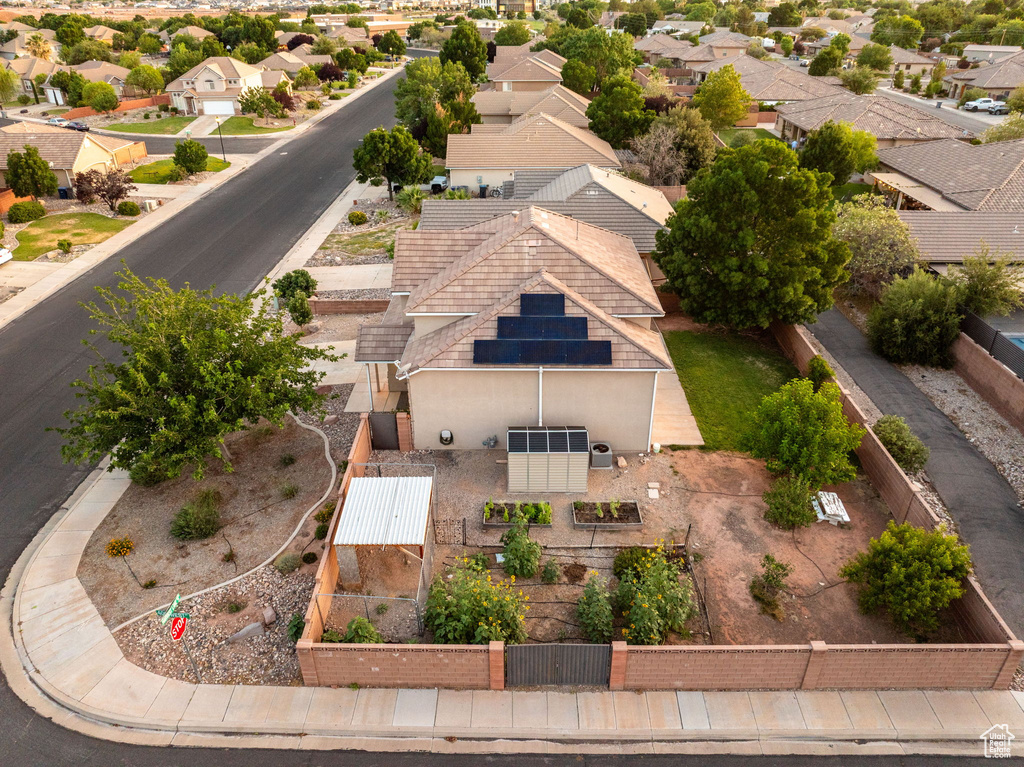Aerial perspective of suburban area