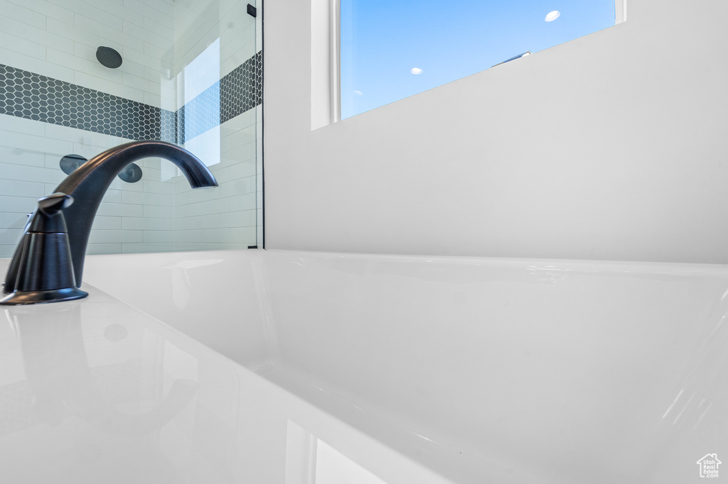 Bathroom view of tiled shower