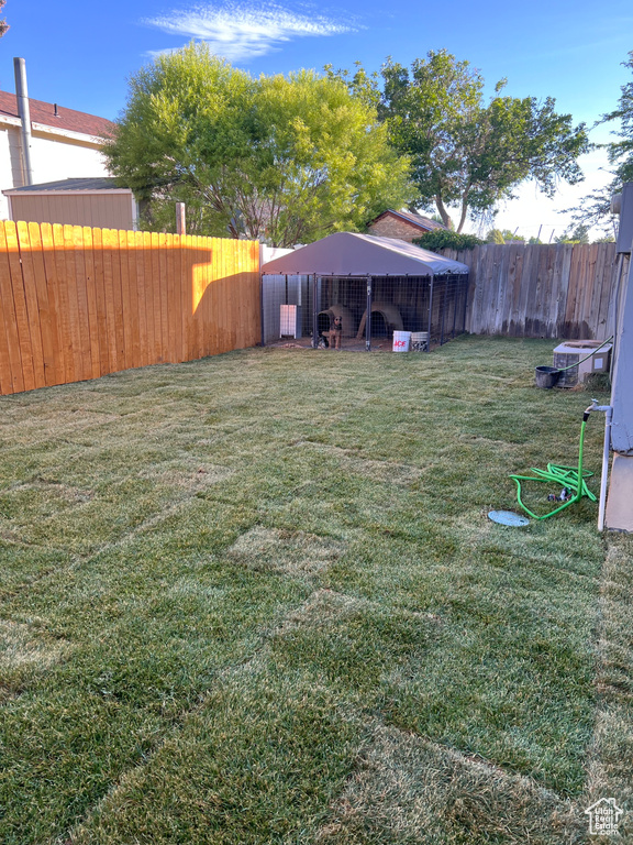 View of fenced backyard