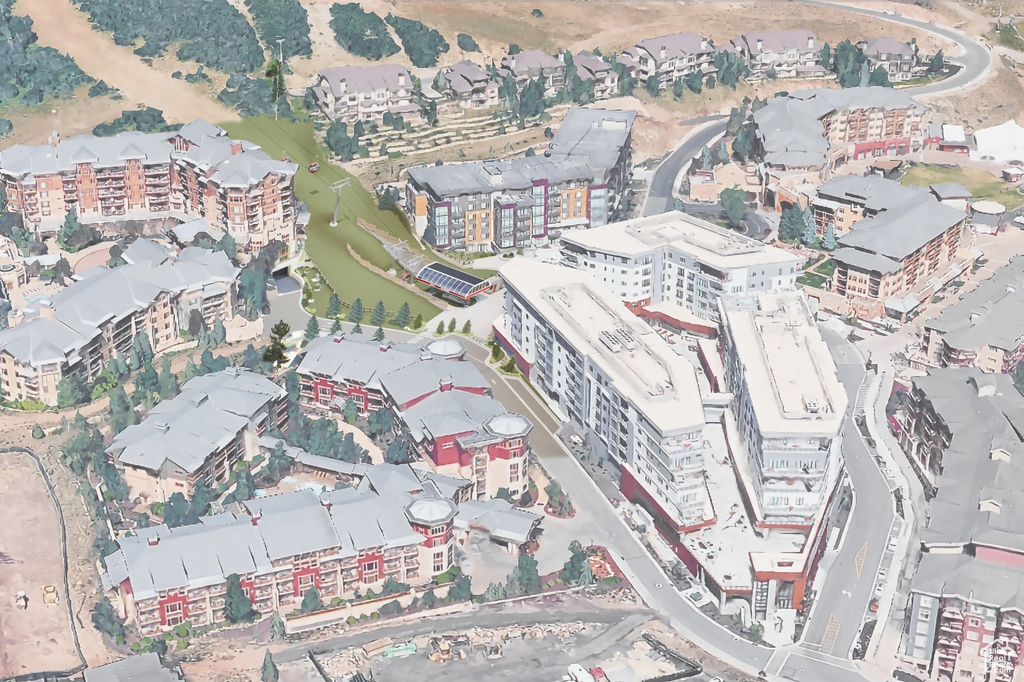Aerial overview of property's location featuring nearby urban area