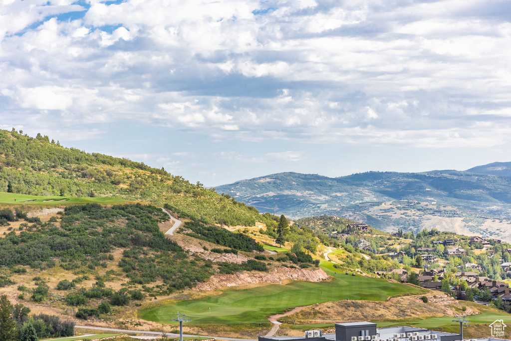 View of mountain backdrop with a golf club