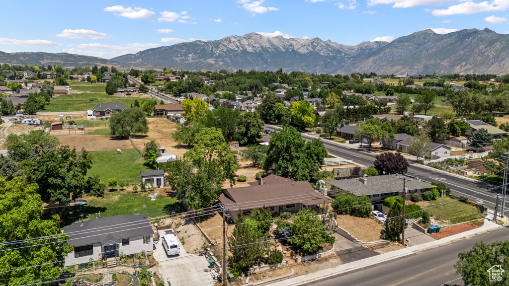 Bird\\\'s eye view of a mountainous background