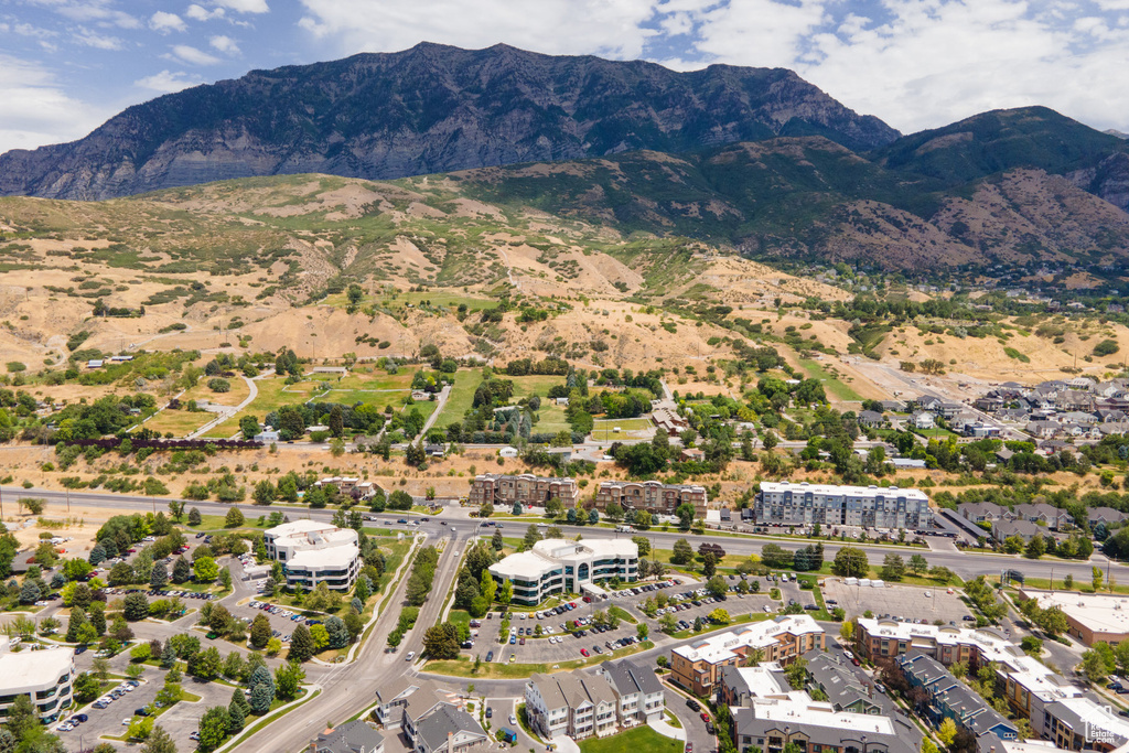 Aerial view of a mountainous background