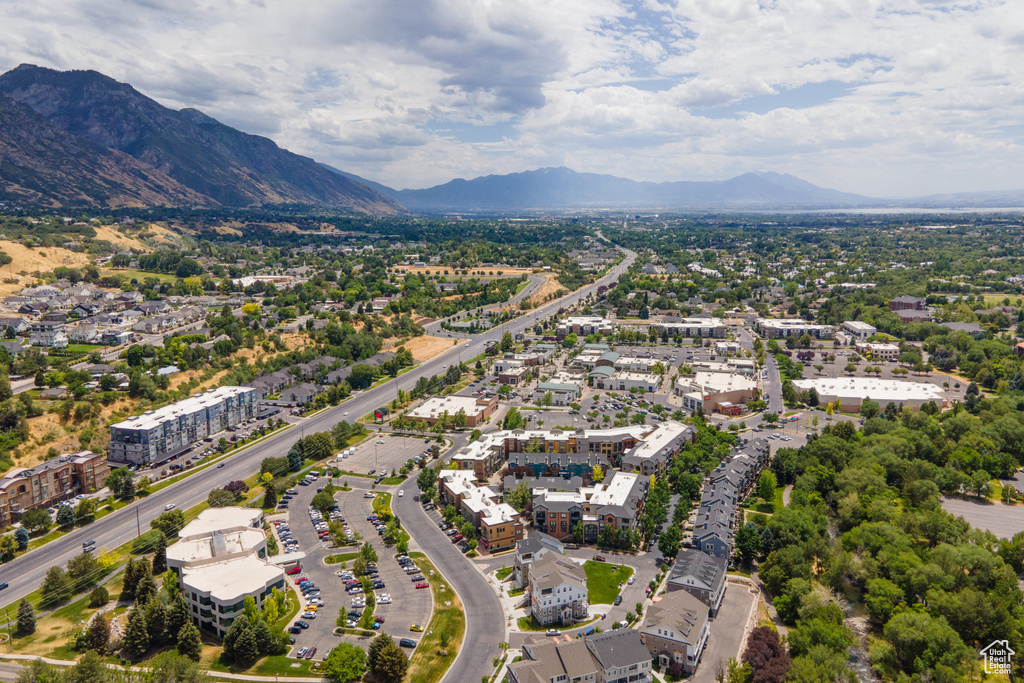 Aerial view of a mountainous background