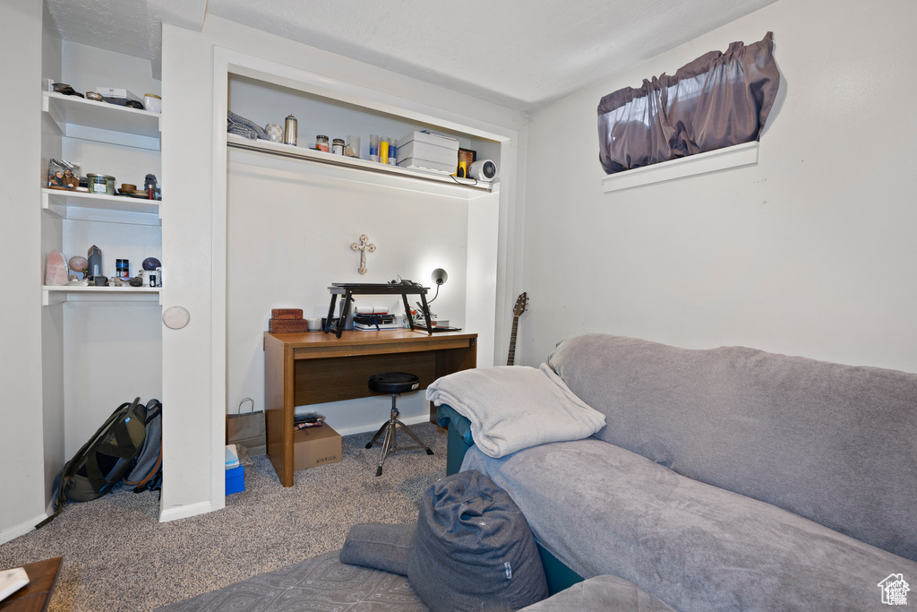 Office with carpet flooring and baseboards