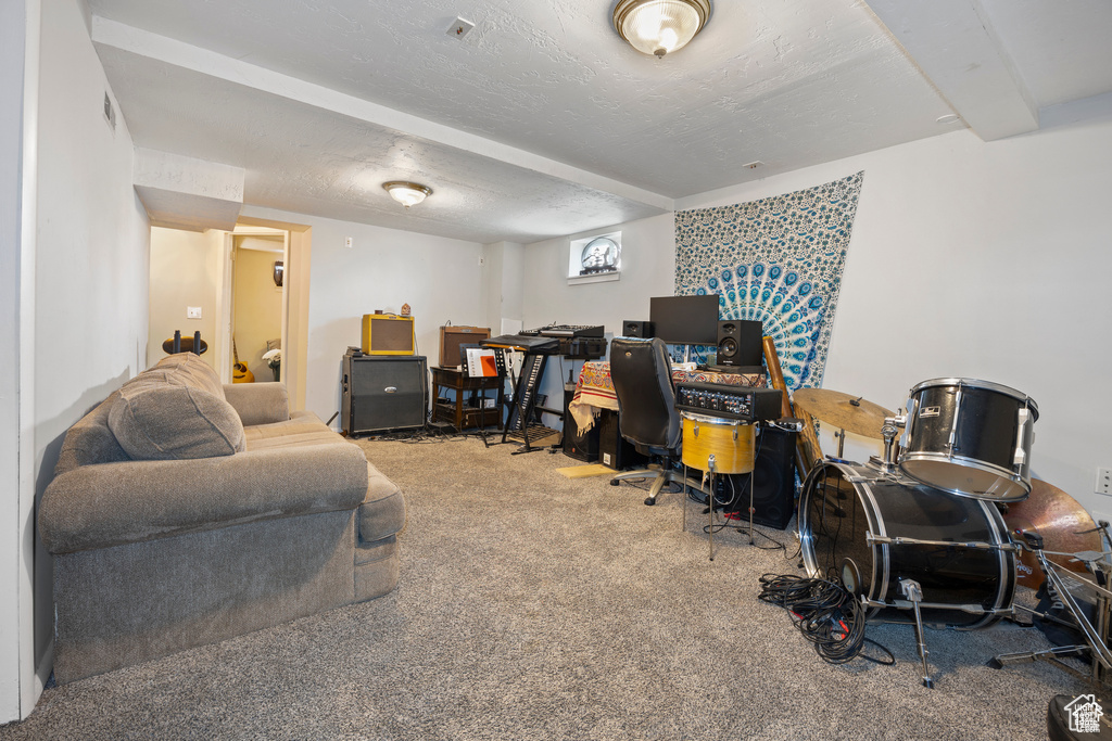 Office area with carpet flooring