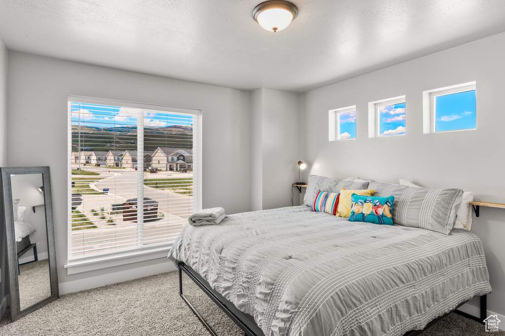 Carpeted bedroom with baseboards