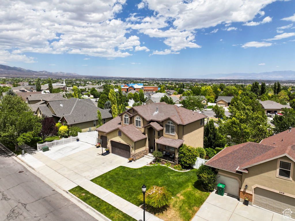 Aerial perspective of suburban area