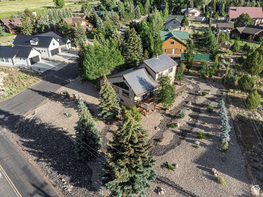 Aerial perspective of suburban area