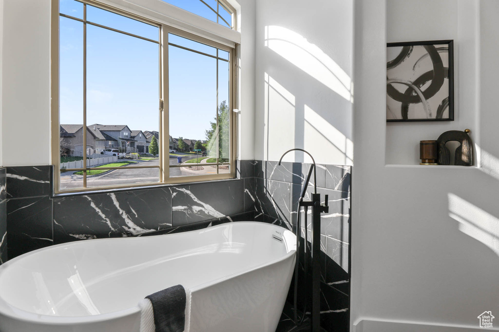Bathroom featuring a freestanding tub