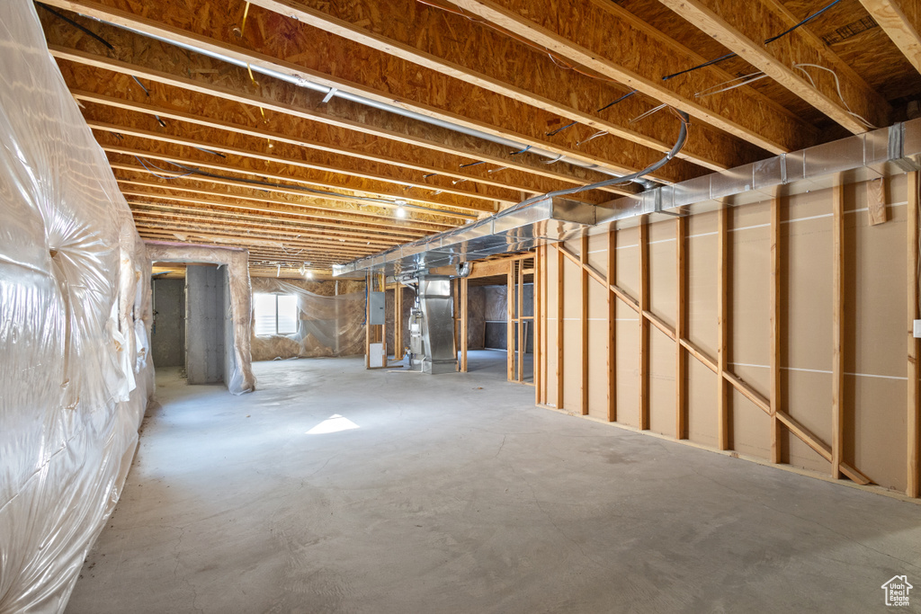 Basement with heating unit