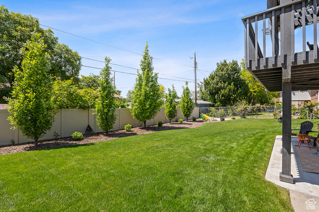 View of fenced backyard