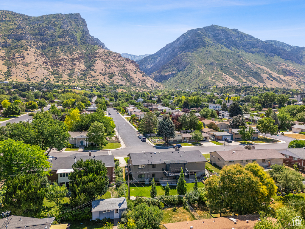Mountain view featuring nearby suburban area