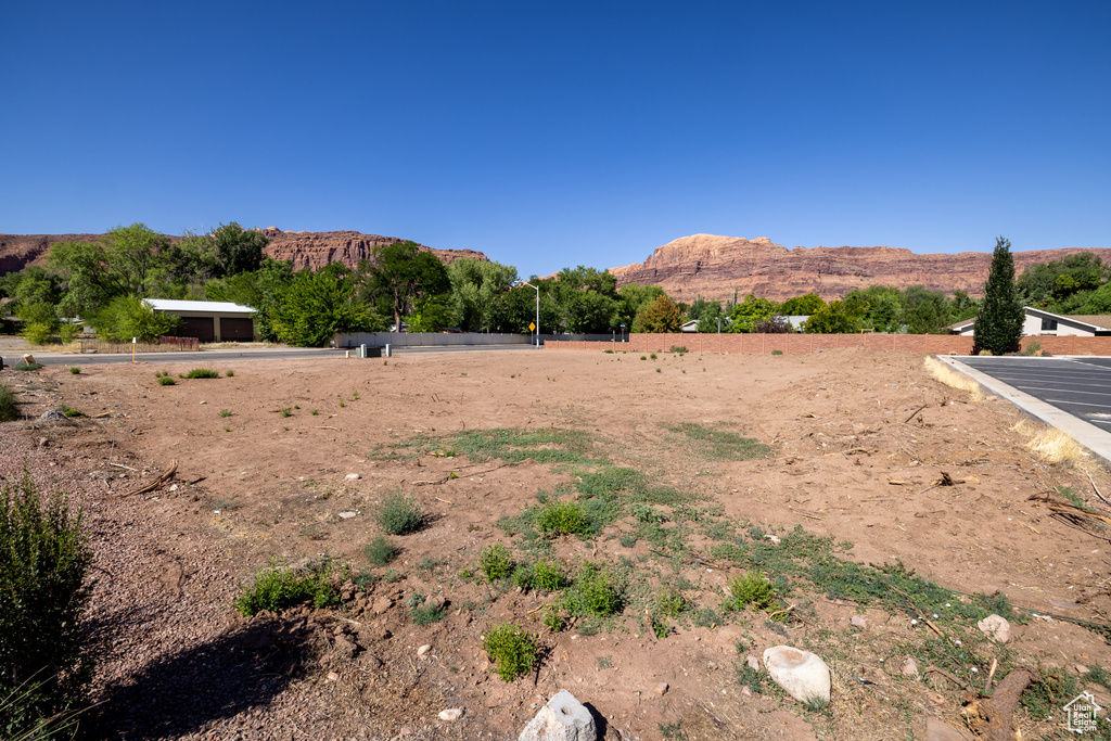 View of yard with a mountain view