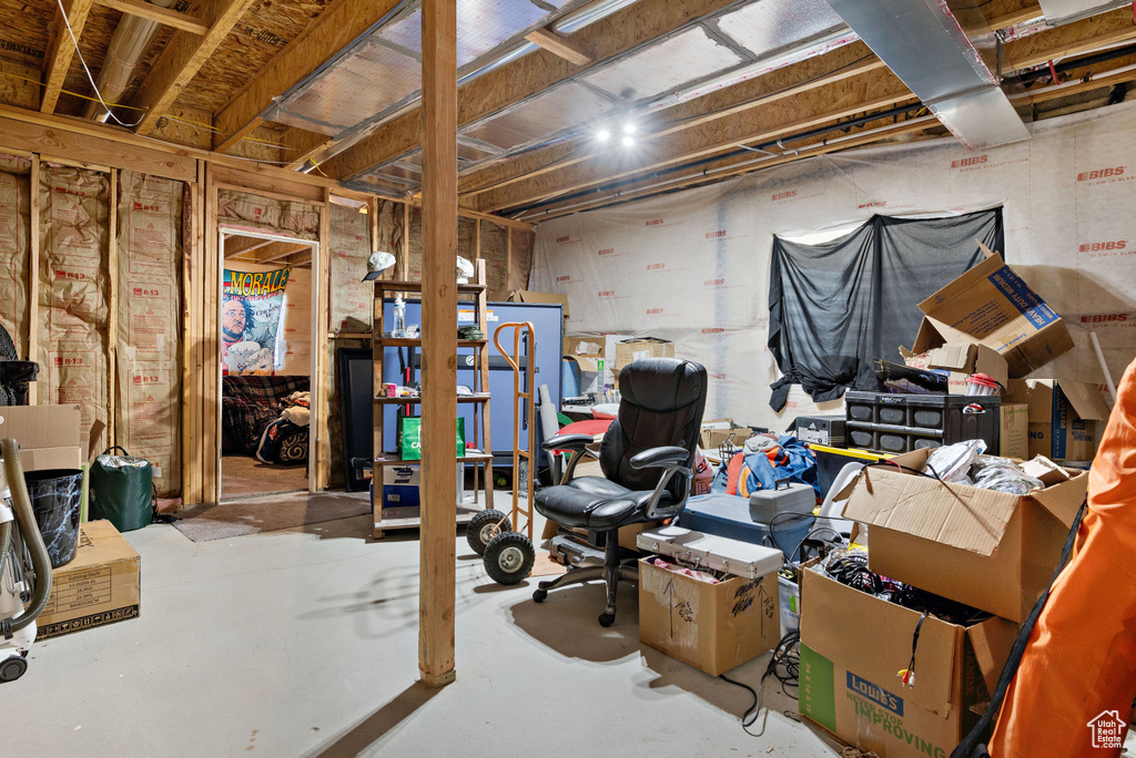 View of unfinished basement