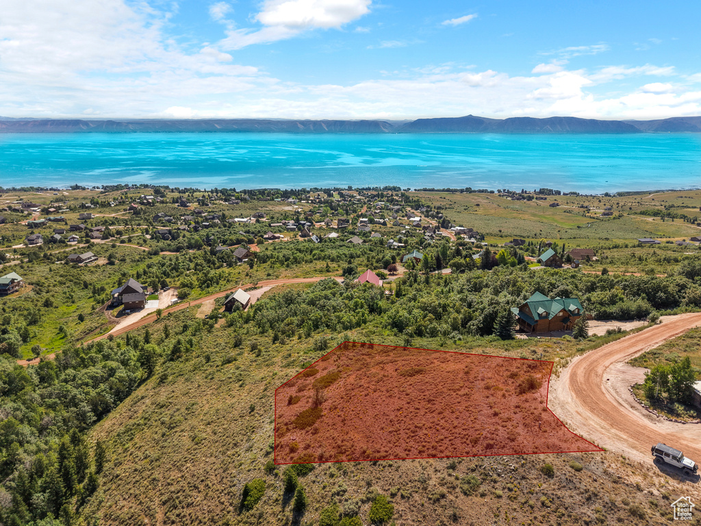 Bird's eye view of a nearby body of water