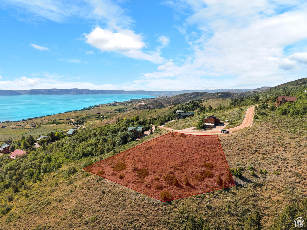 Drone / aerial view of a water and mountain view