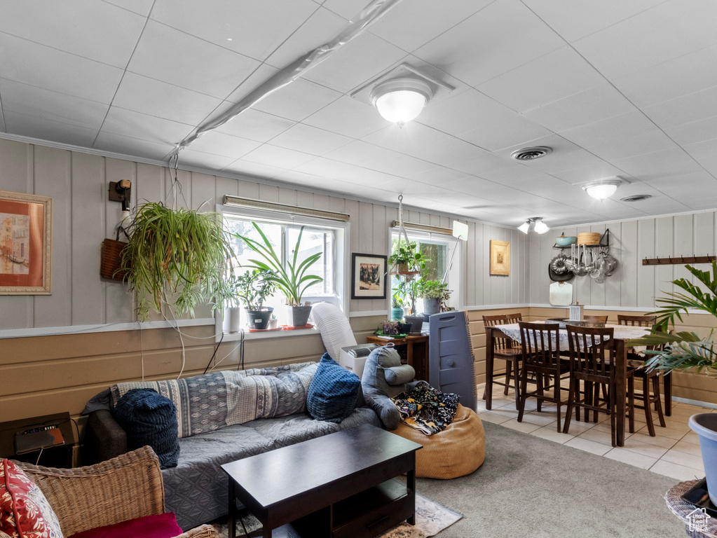 View of tiled living area
