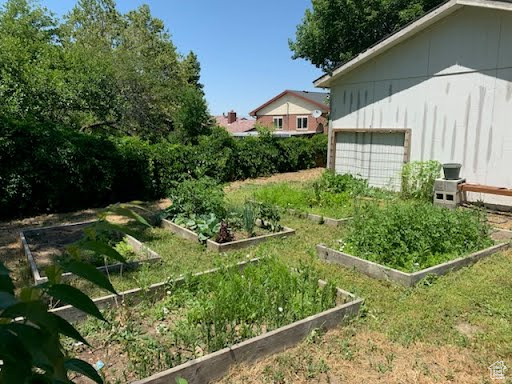 View of yard with a garden