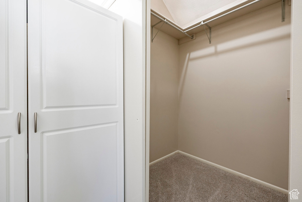 Spacious closet featuring carpet