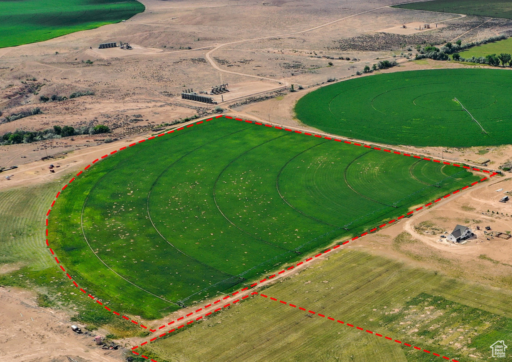 View of rural area with property boundaries highlighted