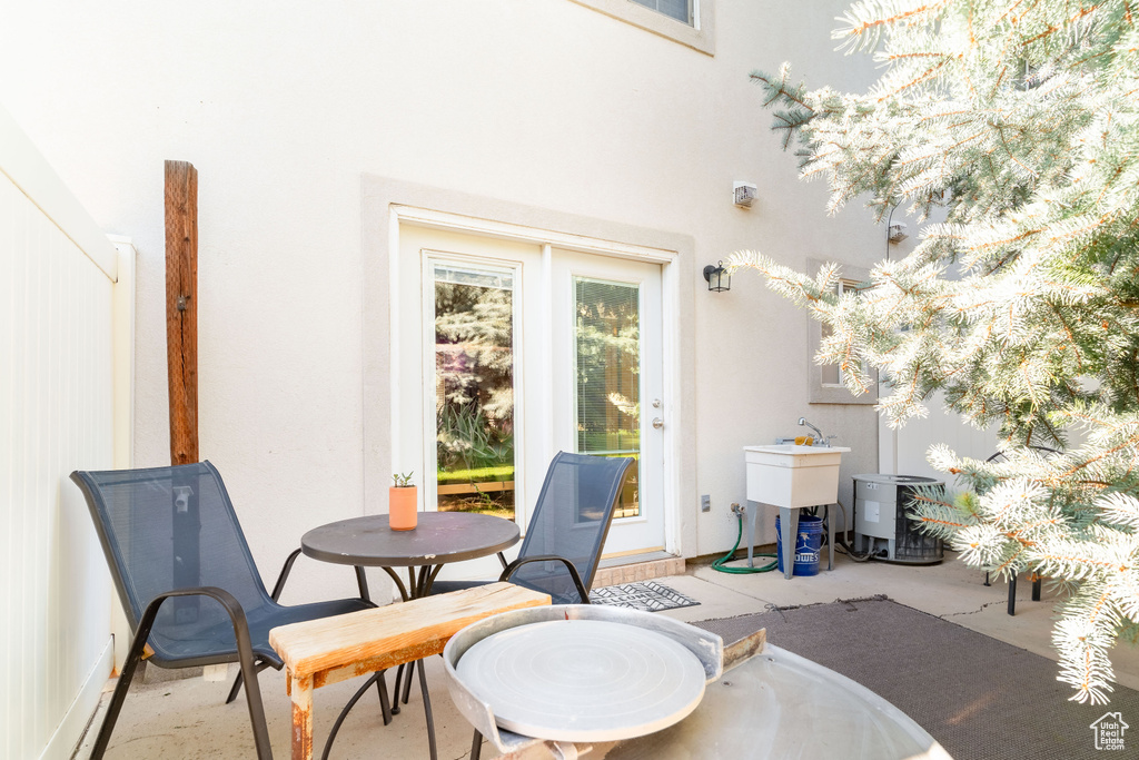 View of patio featuring a sink