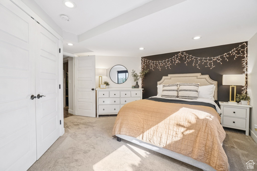 Bedroom featuring carpet and recessed lighting