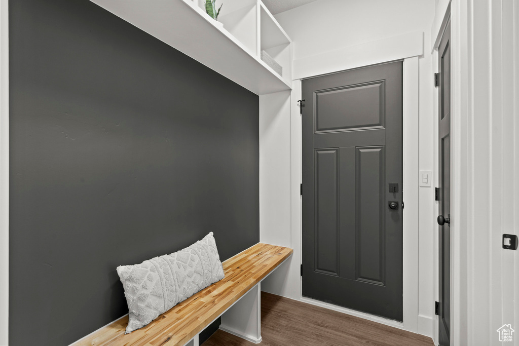 Mudroom featuring wood finished floors