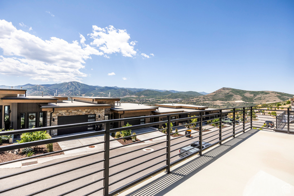 Patio / terrace with a mountain view