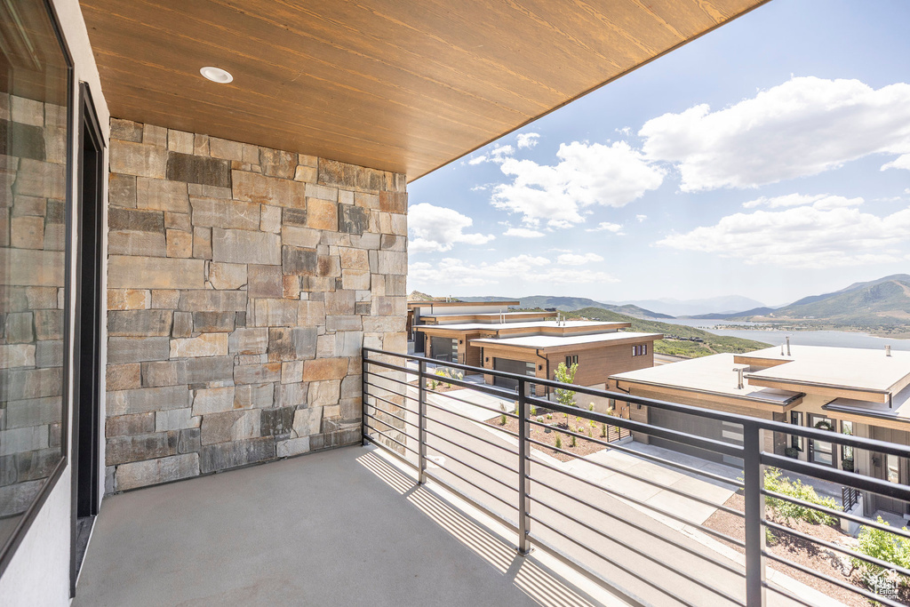Balcony with a mountain view