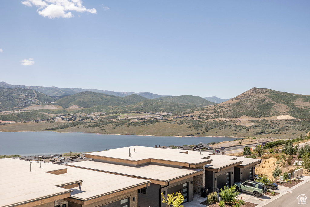 View of mountain backdrop with a nearby body of water