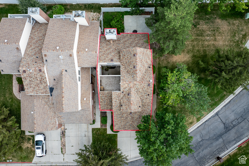 View from above of property featuring property boundaries highlighted